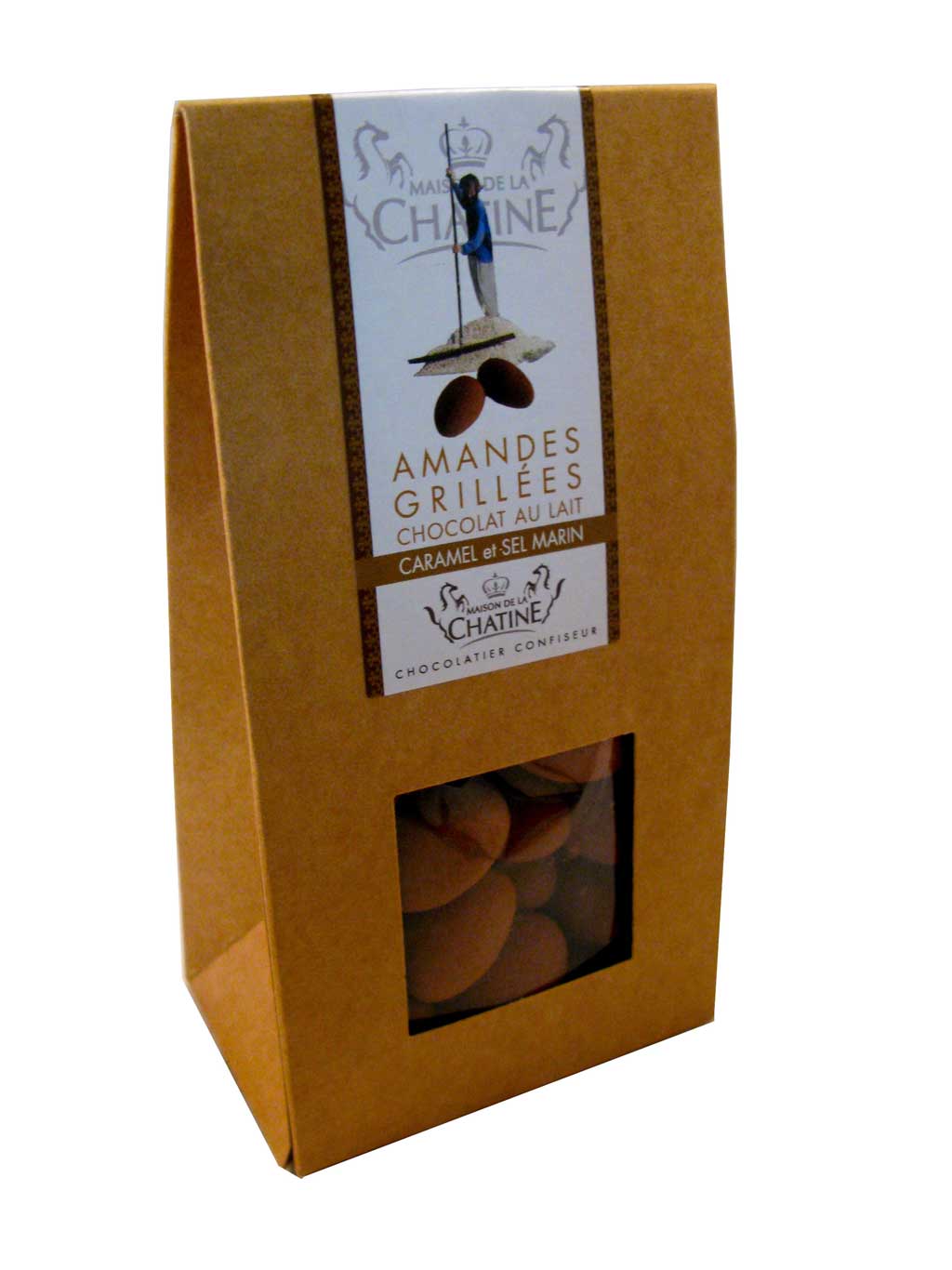 Amandes grill�es chocolat au lait - caramel et sel marin