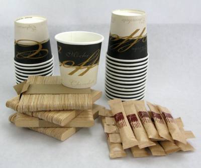 KIT caf� Ecolo : Gobelet carton+Sucre+Agitateur bois