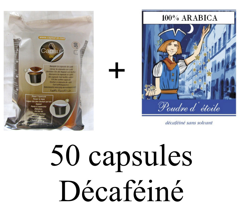 Kit D�caf�in� : 50 capsul'in + 250 grs de caf� d�caf�ine