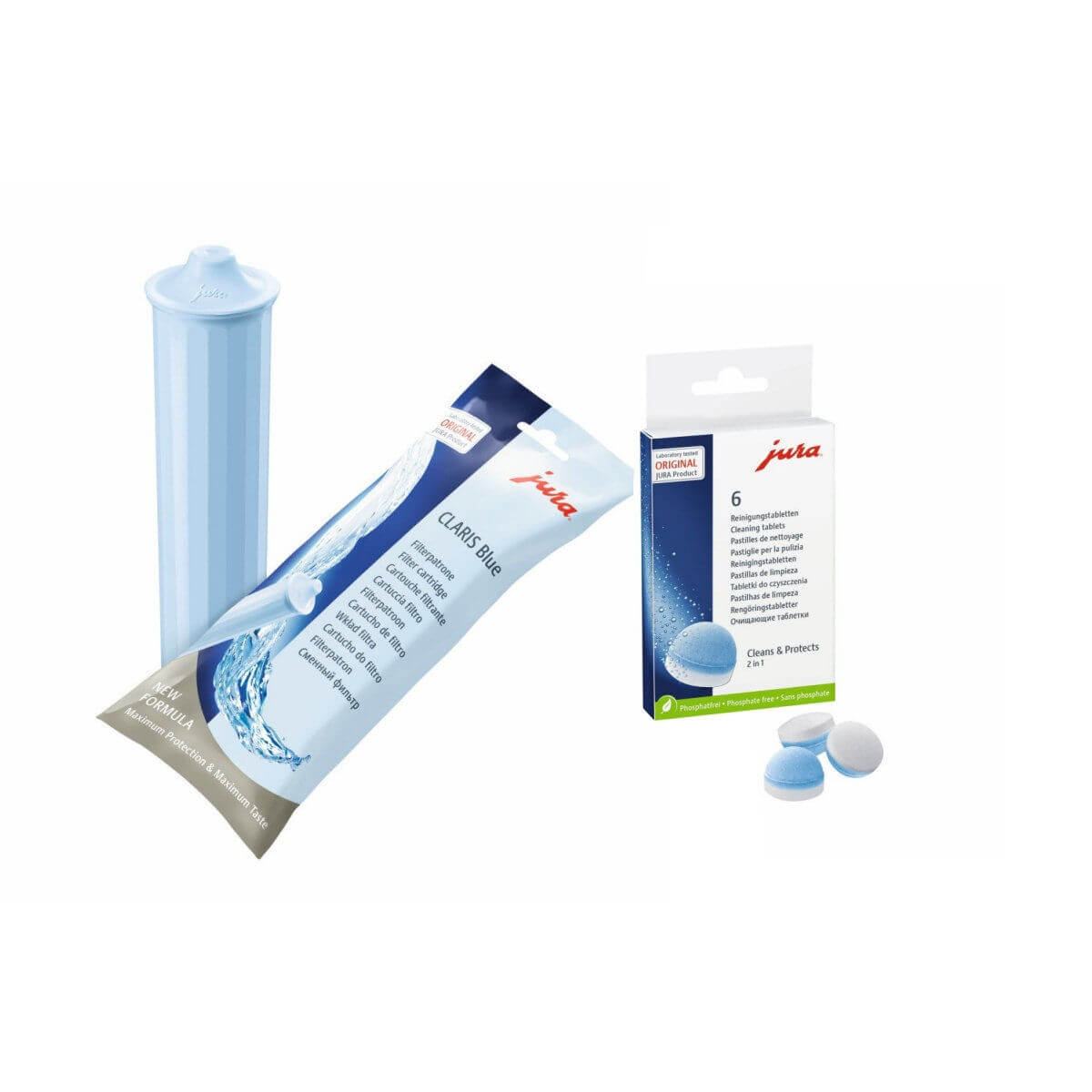 Kit entretien machine Jura (cartouche filtrante claris blue+pastilles de nettoyages)