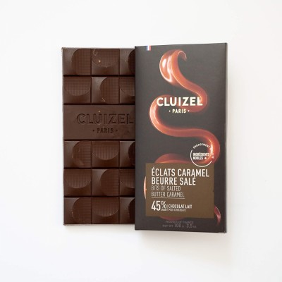 Tablette Lait aux Eclats Caramel Beurre Salé - chocolatier Cluizel