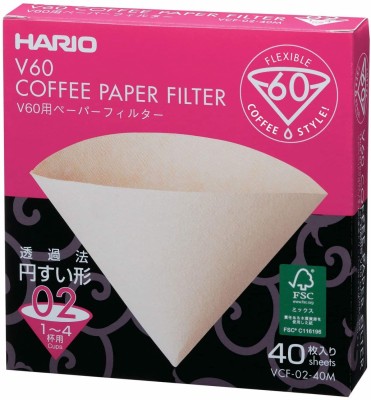 Boite de 40 filtres naturels pour dripper 1-4 tasses - Hario