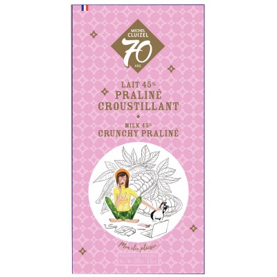 Tablette 70 Ans grand lait 45% praliné croustillant - Chocolatier Cluizel